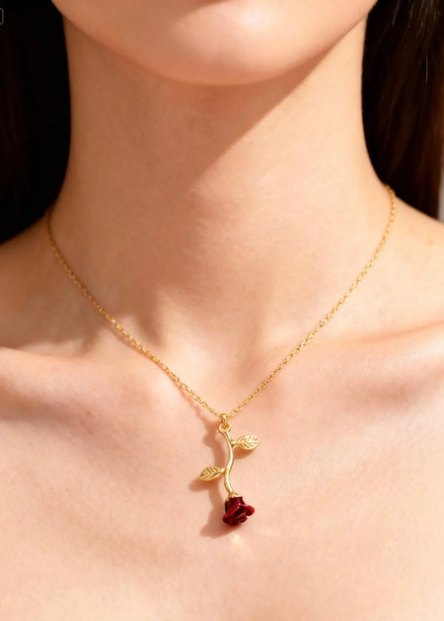 Falling Rose Pendant "Adjustable Chain