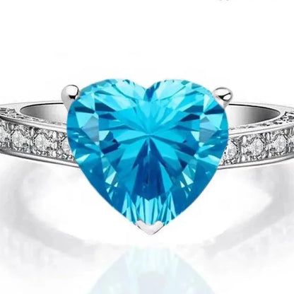 925 Blue Topaz Heart Ring (100% Pure Chandi )