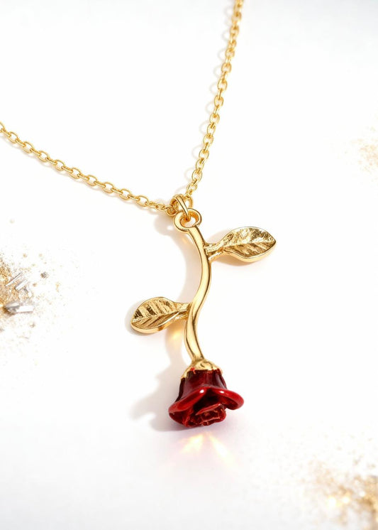 Falling Rose Pendant "Adjustable Chain