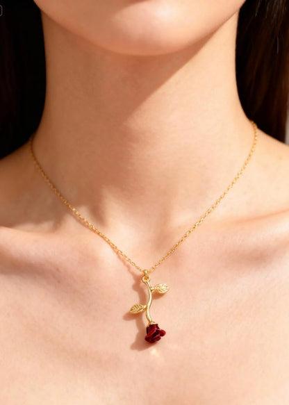 Falling Rose Pendant "Adjustable Chain